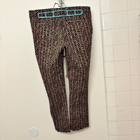 Anthropologie Cartonnier Black Brown Pants Size 8 Motif Ankle Spring Preppy - Picture 5 of 14
